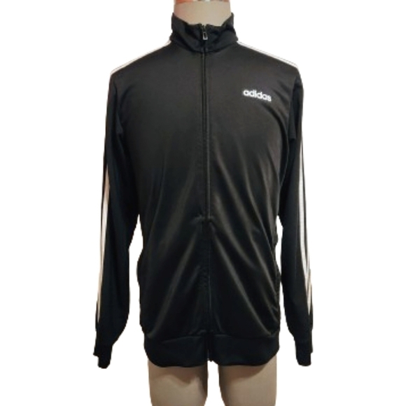 adidas Other - Adidas Three Stripe Lace Zip-Up Mock Neck Athletic Track Jacket Black Large